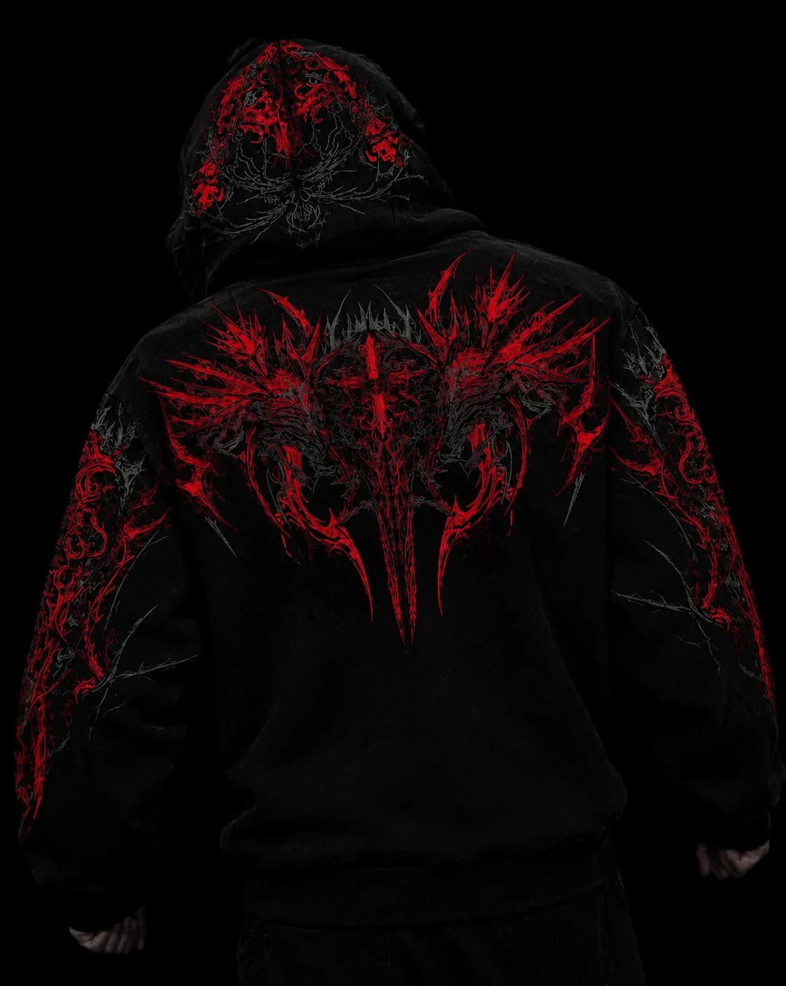 Hoodie Gotica negra con rojo