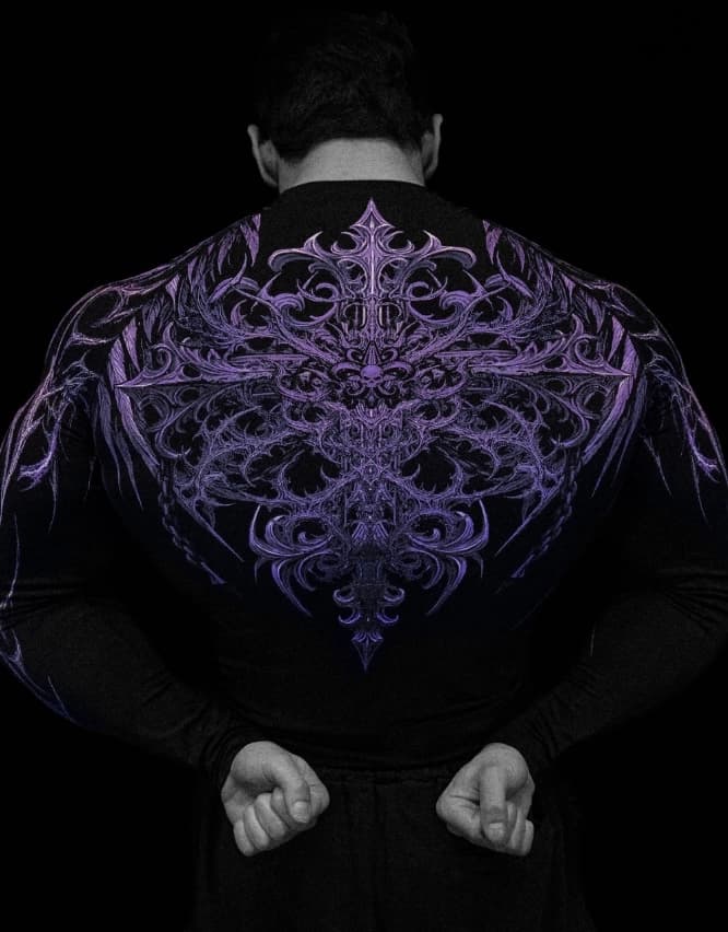 Camiseta gotica negra con morado y negro