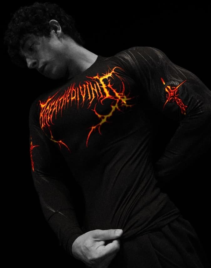 Camiseta gotica negra anaranjado
