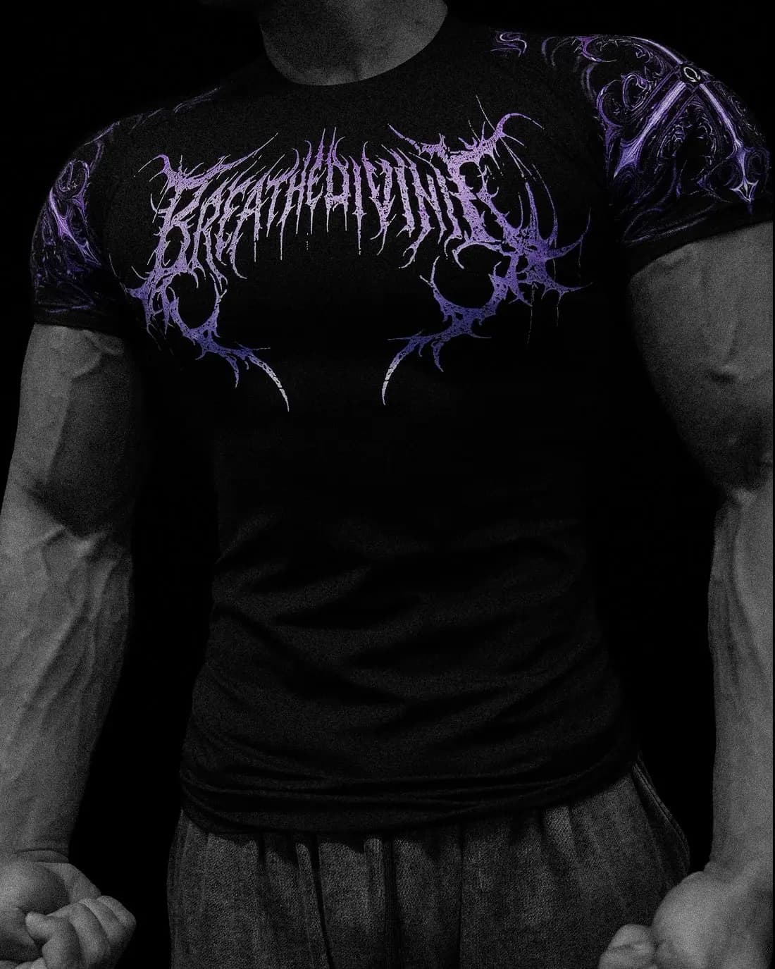 Manga corta gotica negro con morado calidad premiun